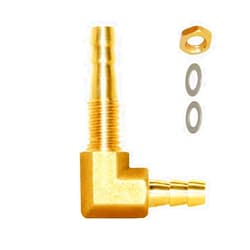 Joywayus 1/4''ID Hose Barb Thru-Bulk Head Hex 90 Degree L Right Angle Elbow Union Brass Fitting Water/Fuel/Air