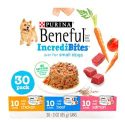 Beneful Purina Beneful Small Breed Wet Dog Food Variety Pack, IncrediBites With Real Beef, Chicken and Salmon - (Pack of 30) 3 Oz. Cans