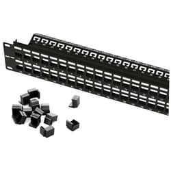 Iwillink Blank 48-Port Keystone Patch Panel, 2U 19'' Rackmount/Wallmount with Metal Housing, Includes 24 Blank Inserts for Custom AV/Data Setups