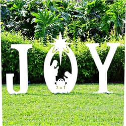 Teak Isle Christmas Joy Nativity Yard Sign. Weatherproof Outdoor Christmas Decor. Made in USA, Durable Materials, Simple Assembly, Compact Storage. White. Solid Plastic