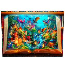 PICKFORU Dragon Puzzle for Adults 1000 Pieces, Magic Library Book Puzzle Nature Forest Animal, Fantasy Dinosaur Jigsaw Puzzle, Impossible Difficult Hard Challenge Puzzle