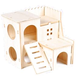 Fejapa Large Hamster Maze Wood House Fun Slide House Guinea Pig Hamsters Hide Out Climbing Ladder Wooden Funny Play Toy Chew Two Layers Hut for Small Animal Rat Mouse Hideout Dwarf Gerbil Syrian Pet