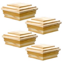 Sasylvia 4 Pcs Wooden Post Caps 4x4 Cedar Fence Post Caps Rot Resistant, Post Cover for Outdoor Fences, Mailboxes and Decks Protection