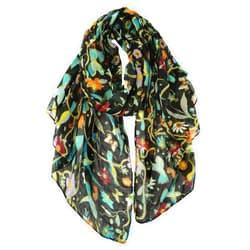 GERINLY Scarfs for Women Lightweight Floral Birds Print Cotton Scarves and Wraps for Summer Shawl