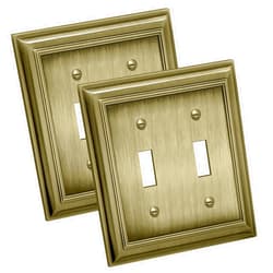 BESTTEN [2 Pack] BESTTEN 2 Gang Aged Brass Metal Toggle Switch Cover, Grand Collection Zinc Alloy Antique Brass Light Switch Wall Plate, Corrosion Resistant