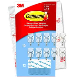 3M Command Small Wire Toggle Hooks, Damage Free Hanging Wall Hooks with Adhesive Strips, No Tools Wall Hooks for Hanging Decorations in Living Spaces, 10 Clear Hooks and 12 Command Strips