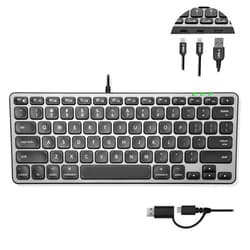 Macally Wired Keyboard for Mac with USB Hub (2X USB-C / 1x USB-A) - Compatible Small Apple Keyboard with 2 in 1 USB Plug - Save Space with an USB C Keyboard for MacBook Pro/Air, Mac Mini, iMac