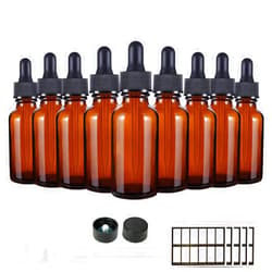 Eternal Moment 1 oz Eye Dropper Bottle(48 Pack), 30ml Amber Glass Bottles with Glass Eye Dropper for Essential Oils, Chemistry Lab Chemicals, Colognes & Perfumes