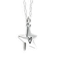 Mark Poulin Sterling Silver Little Star With a Heart Necklace on 16