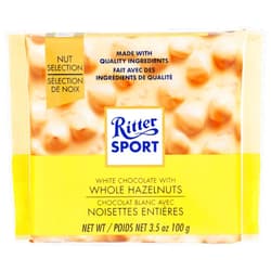 Ritter Sport, White Chocolate with Whole Hazelnuts, 3.5-Ounce Bars (Pack of 10)