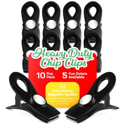 Magnus HL Magnus 10 Pack Magnetic Chip Clips - Tight Sealing Bag Clips for Food Packages with Super Strong Magnet Clips for Fridge Heavy Duty - Food Clips for Bags, Chip Bag Clip for Food Storage (Black)