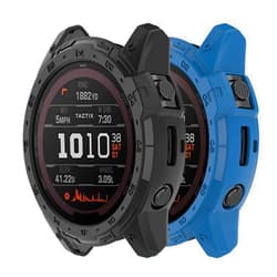 Baifosrest Compatible with Garmin Tactix 7 AMOLED Case, Scratch-Resistance TPU Military Protection Rugged Cover Case for Garmin Tactix 7 AMOLED Smartwatch Accessories (Black&Blue)