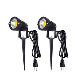 Z Outdoor Landscape LED Lighting 5W Waterproof Graden Lights COB Led Spotlights with Spiked Stand for Lawn Decorative Lamp US 3- Plug 3500K Warm White Lights (2 Packs)