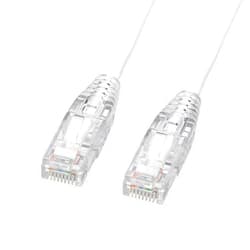 Sanwa Supply KB-SL6AYS-02W Category 6A LAN Cable (Slim, Soft, Crack Prevention Connector, 6.6 ft (2 m), White
