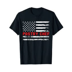 Vintage US Flag Funny Worker Graduation Gift Pastry Chef USA Flag Profession Retro Job Title T-Shirt