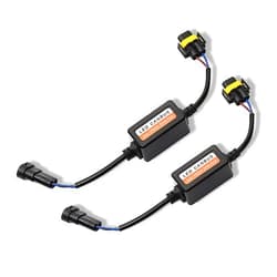 Nowkont Pack-2 Car H11/H8/H9 LED Light Decoder, Lighting System Anti-flicker Harness Adapter for Car Radio Audio Filter, Bulb Modification Warning Error Fault Decoder, Universal for Cars (Black)