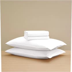 H by Frette Percale Classic Sheet Set (Queen) - Luxury All-White Bedding Sheet Set/Includes Pillowcases, Top Sheet, and Fitted Sheet