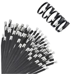 Aroono 14 inch Heavy Duty Metal Zip Ties-304 Stainless Steel, Self-Locking Design, Rust and Corrosion Resistant-Ideal for Home Improvement, Machinery, Vehicles, and Outdoor Use-400PCS, Black