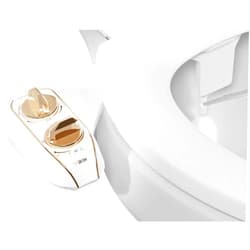LUXE Bidet NEO 185 Plus - Patented Bidet Attachment for Toilet Seat, Innovative Hinges to Clean, Slide-in Easy Install, Advanced 360° Self-Clean, Dual Nozzles, Feminine & Rear Wash (Gold)