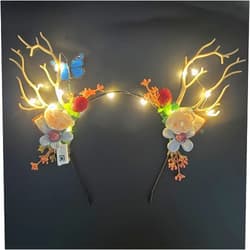 Clataly LED Glowing Hair Band Elk Antlers Flash Berry Headdress Luminous Christmas Party Hair Hoop Hair Accessories