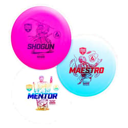 Discmania Disc Golf Starter Set (3 Pack) | Active Line Disc Golf Set for Beginners | Shogun, Maestro & Mentor | Base Plastic, Easy to Throw | Ideal Gift for New Players (Colors May Vary)