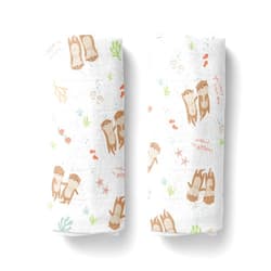 Twoborn Twin Swaddle Baby Blankets - 2-Pack, Oversized, Adjustable Newborn Wraps for Sleep, Soft Silky Skin-Friendly Muslin Cotton Wraps, Multipurpose Breathable Receiving Blankets, Unisex Boys Girls