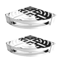 NearMoon Bathroom Corner Shelf Shower Caddy 2 Pack, No Drill, 304 Stainless Steel, with Two Hooks (Chrome)