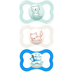 MAM Air Day & Night Baby Pacifier, for Sensitive Skin, Glows in The Dark, Boy , 6-16 Months (Pack of 3)(Packaging may vary)