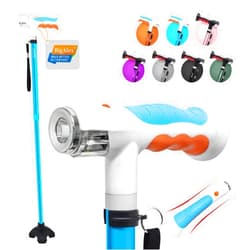 BigAlex Folding Walking Cane with Two Led Lights for Elderly Solid Base Adjustable Walking Stick with Carrying Bag for Men Women