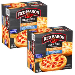 NOS Gourmet Kitchn Red Baron Deep Dish Pizza Singles, Variety Pack | 24 Pizzas Total | 12 Cheese, 12 Pepperoni, 2 Pack