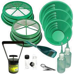 Sluice Monkey 12 pc Prospecting-Mining-Panning Kit 1/4 & 1/2- Classifiers 3 Gold Pans,+ More!!