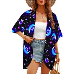 Meaudiwes Women's Kimonos Loose Tops, Half Sleeve Elastic Cardigan Blouses
