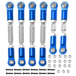 Vgoohobby Metal Turnbuckles Rod Camber Links Steering Linkage Tie Rods Pull Rod Compatible with Arrma Granite 4X4 Senton 4X4 Mega550 1/10 RC Car (Blue)