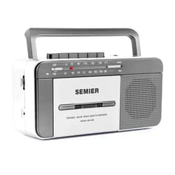 SEMIER Retro Boombox Cassette Player AM/FM Radio Stereo, AC Powered or Battery Operated Portable Vintage Casette Tape Player Recorder with Big Speaker and Earphone Jack