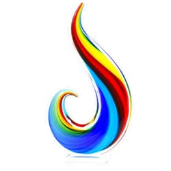 Luxury Lane Hand Blown Rainbow Swirl Sommerso Art Glass Sculpture for Decor 12 inch Tall Centerpiece Table Decoration