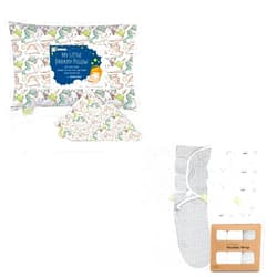 KeaBabies Toddler Pillowcase and Organic Baby Swaddle Sleep Sacks Bundle - Organic Toddler Pillow Case (Unicorn) - Swaddling Wrap Blanket Sleeping Bag for Newborn, Infant (Nordic)