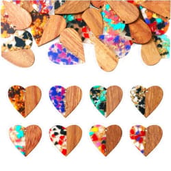 BB Beadthoven Beadthoven Resin Wood Charms DIY Earring Pendants Multicolor Teardrop Triangle Round Circle Rhombus Rectangle Bar Wooden Pendants for DIY Statement Jewelry Making Bohemian Boho Earrings Necklace Women