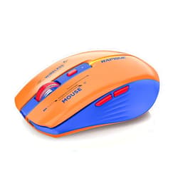 RAPIQUE Bluetooth Wireless Mouse - (BT1/BT2+USB Receiver) Dual Mode, Rechargeable, Quiet Click, Multi-Device Compatibility for Laptop, Computer, MacBook, Tablet (Blue and Orange)