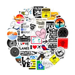 BulbaCraft 100Pcs Aviation Stickers and Decals, Pilot Stickers for Laptop, Airplane Decals, Aviation Gifts, Airplane Party Decorations, Gifts for Women & Men