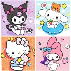 Sretoul 4 Pack Cartoon Diamond Art Kits for Kids - Kid Diamond Art Painting Kit Cartoon, Cute Gem Arts for Kids Ages 4 6 8 12, DIY Crystal Gem Kits for Children Girls Boys Gifts (6x6 inch)
