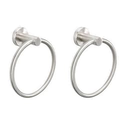 NearMoon Bath Towel Ring, Bathroom Hardware Accessories-Thicken Stainless Steel Hand Towel Holder for Bathroom, Modern Round Towel Hanger Wall Mounted (Brushed Nickel, 2 Pack)
