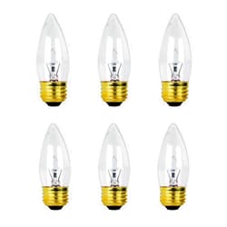 Xtricity 40W B11 Incandescent Clear Chandelier Light Bulb, Torpedo Tip, E26 Medium Base, 360 Lumens, Dimmable, 120V, (6 Pack)