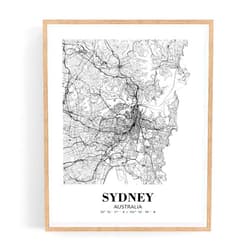 Eleville 8X10 Unframed Sydney Australia City View Abstract Road Modern Map Art Print Poster Wall Office Home Decor Minimalist Line Art Hometown Housewarming wgn503