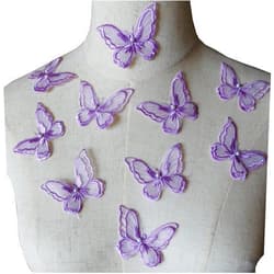 LITTLE PANDADA 10PCS Butterfly Lace Applique Organza Embroidery Double Layers Butterfly Patches Sewing for Craft Projects (Lilac)…