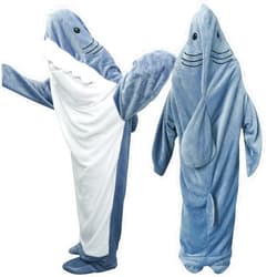 Deserthome Shark Blanket Onesie for Adult Wearable Shark Blanket Hoodie, Super Soft Comfortable Warm Shark Costume for Cosplay Blue S