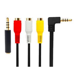 QiCheng&LYS 3.5 mm to RCA AV Camcorder Video Cable,3.5mm Male to 3RCA Female Plug Stereo Audio Video AUX Cable for Smartphones,MP3, Tablets,Speakers,Home Theater - 3.5 Male to 3RCA Female 0.15m