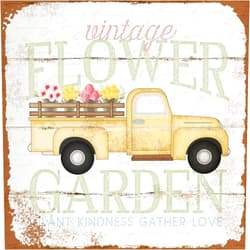 Kexle Vintage Flower Garden Truck Retro Metal Printing Wall Poster Tin Sign Wall Painting Art Metal Decor Plaques 8x8 Inches