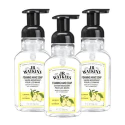 J.R. Watkins Foaming Hand Soap with Pump Dispenser, Moisturizing Foam Hand Wash, All Natural, Alcohol-Free, Cruelty-Free, USA Made, Lemon, 9 fl oz, 3 Pack