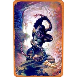 Cloxks Retro Metal Tin Sign Frank Frazetta 8th Wonder Gorilla Snake Fantasy Science Fiction Horror Artwork Artist Retro Vintage Comic Book Cover 1970s Cool Wall Decor Art Print Poster Wall Decor 8x12 Inches