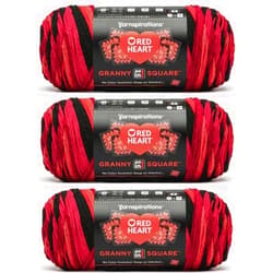 Generic Red Hearts All in One Granny Square Black - Ruby Red Yarn - 3 Pack of 250g/8.8oz - 100% Acrylic - #4 Worsted (Medium) - 381m/417Yards - for Knitting, Crochet and Amigurumi